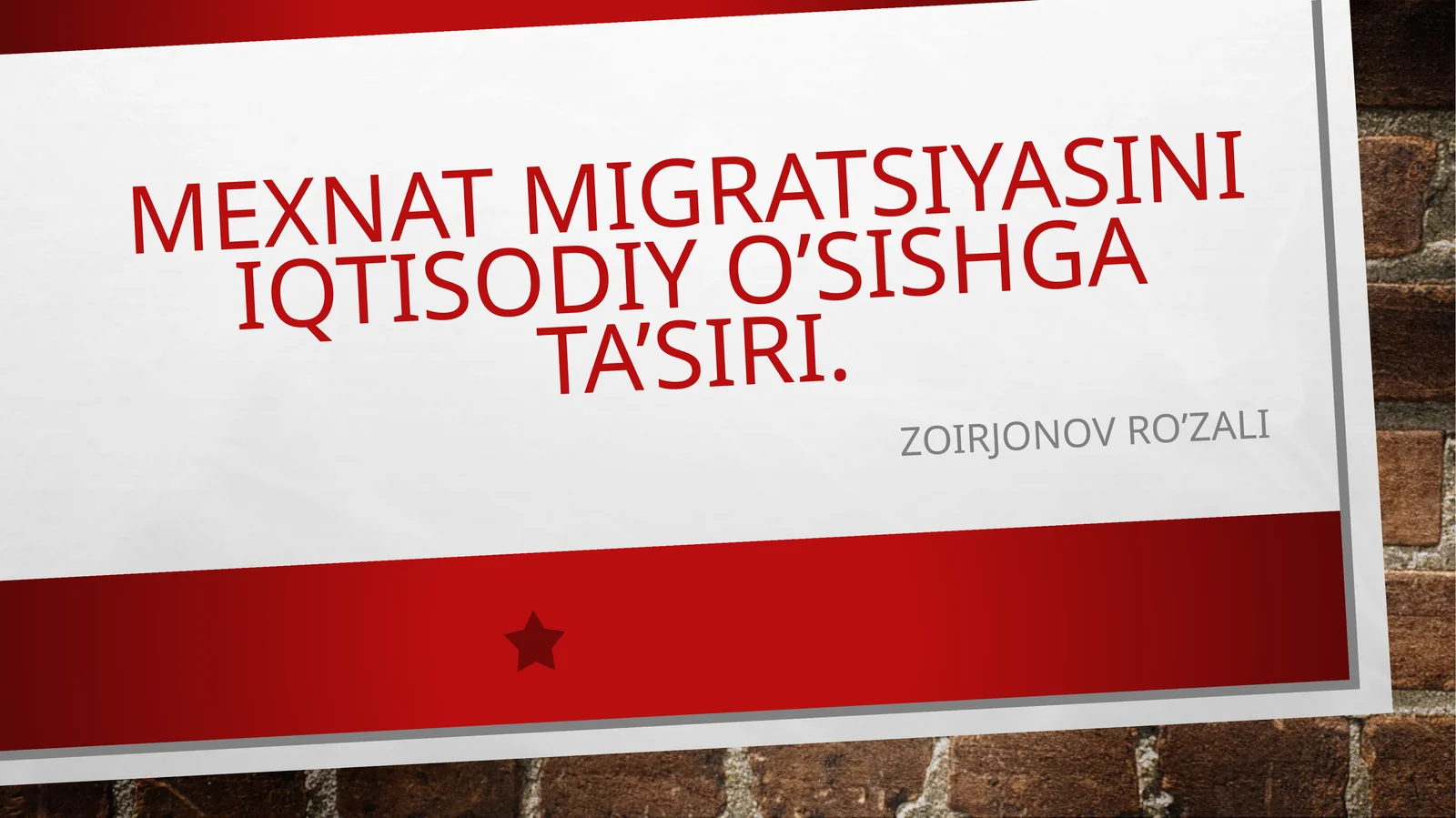 MEHNAT MIGRATSIYASINI IQTISODIY O’SISHGA TA’SIRI