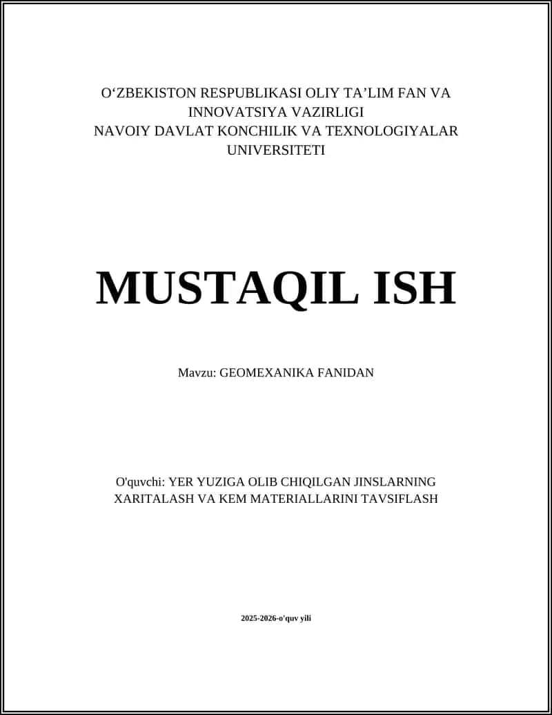 Tuproq va toshlarning mexanik xossalari