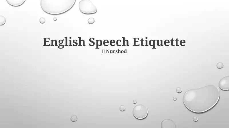 English Speech Etiquette