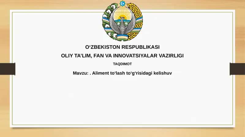 Aliment to'lash majburiyatlari va miqdori