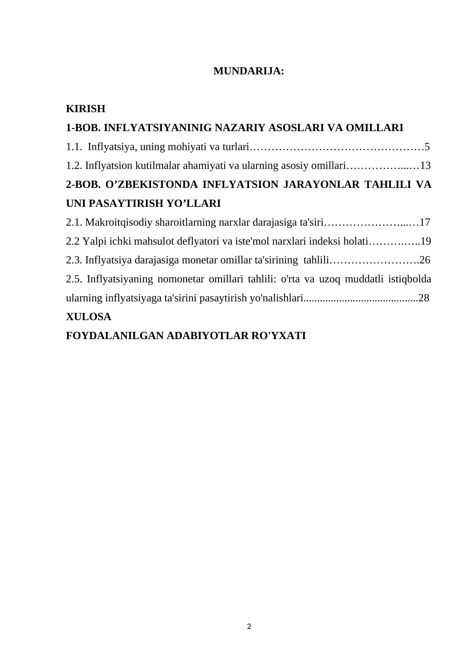 Foydalanilgan adabiyotlar ro'yhati