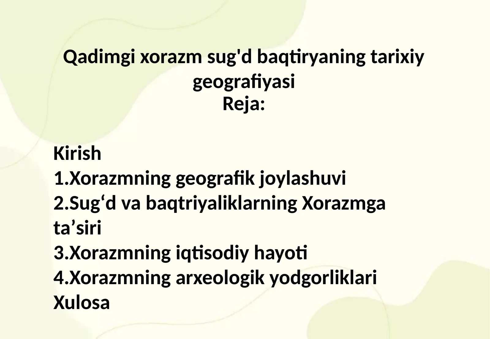 Qadimgi xorazm sug'd baqtiryaning tarixiy geografiyasi