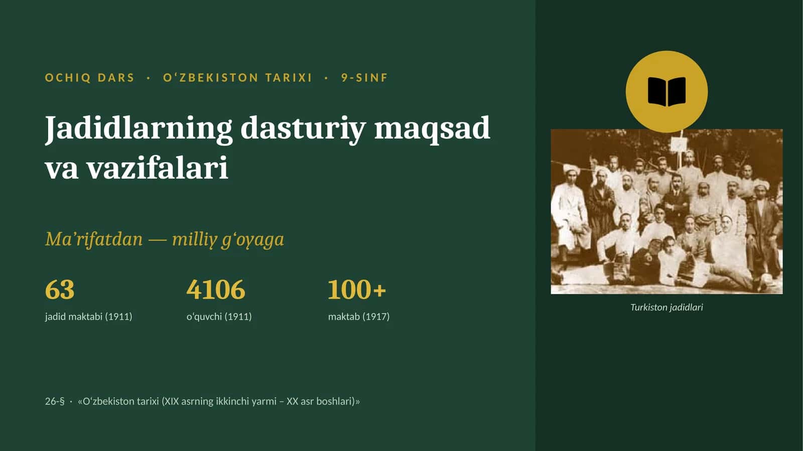 Jadidlarning dasturiy maqsad va vazifalari