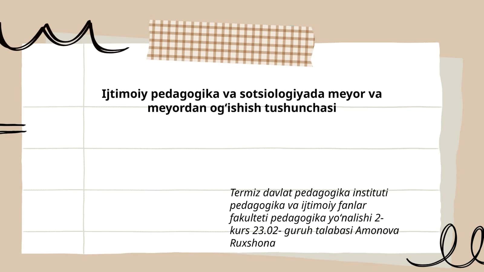 Ijtimoiy pedagogika va sotsiologiyada meyor va meyordan ogʻishish tushunchasi