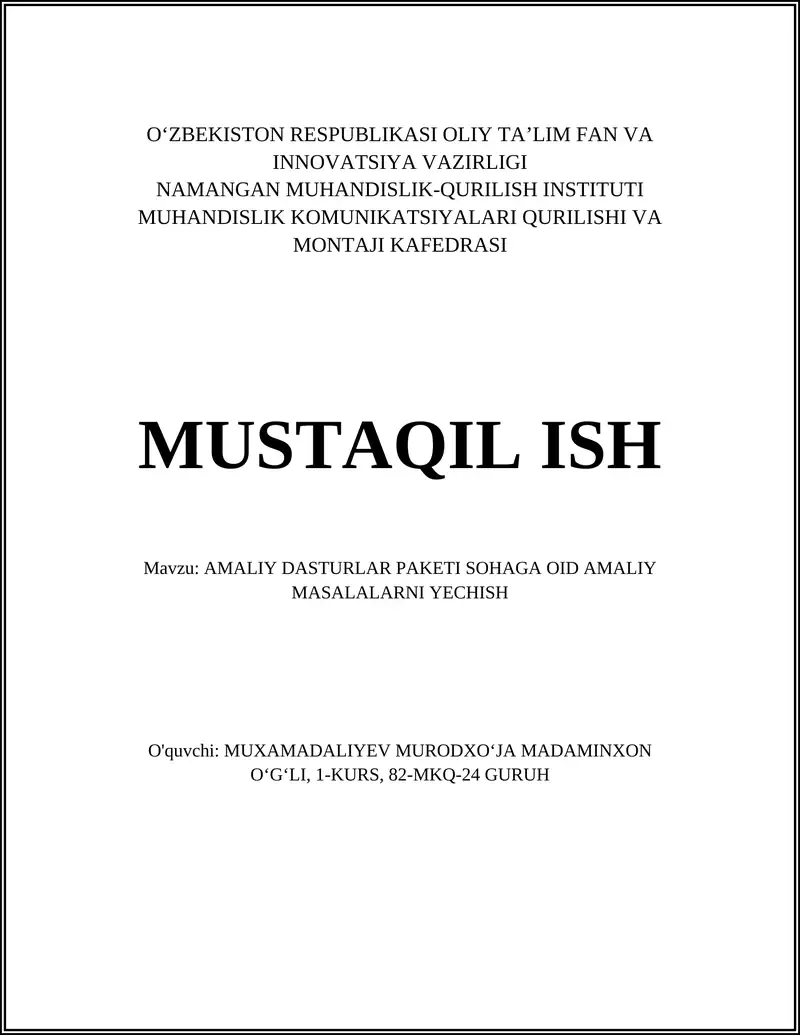 AMALIY DASTURLAR PAKETI