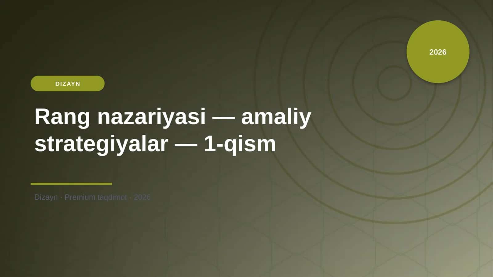 Rang nazariyasi — amaliy strategiyalar — 1-qism