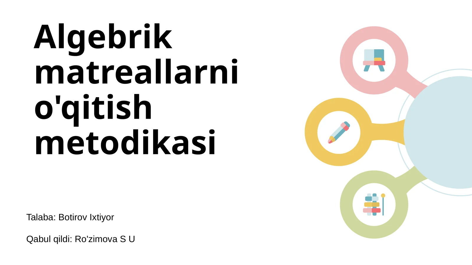 Algebrik matreallarni o'qitish metodikasi