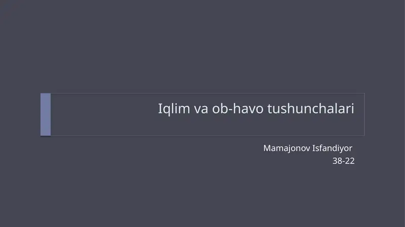 Iqlim va ob-havotushunchalari