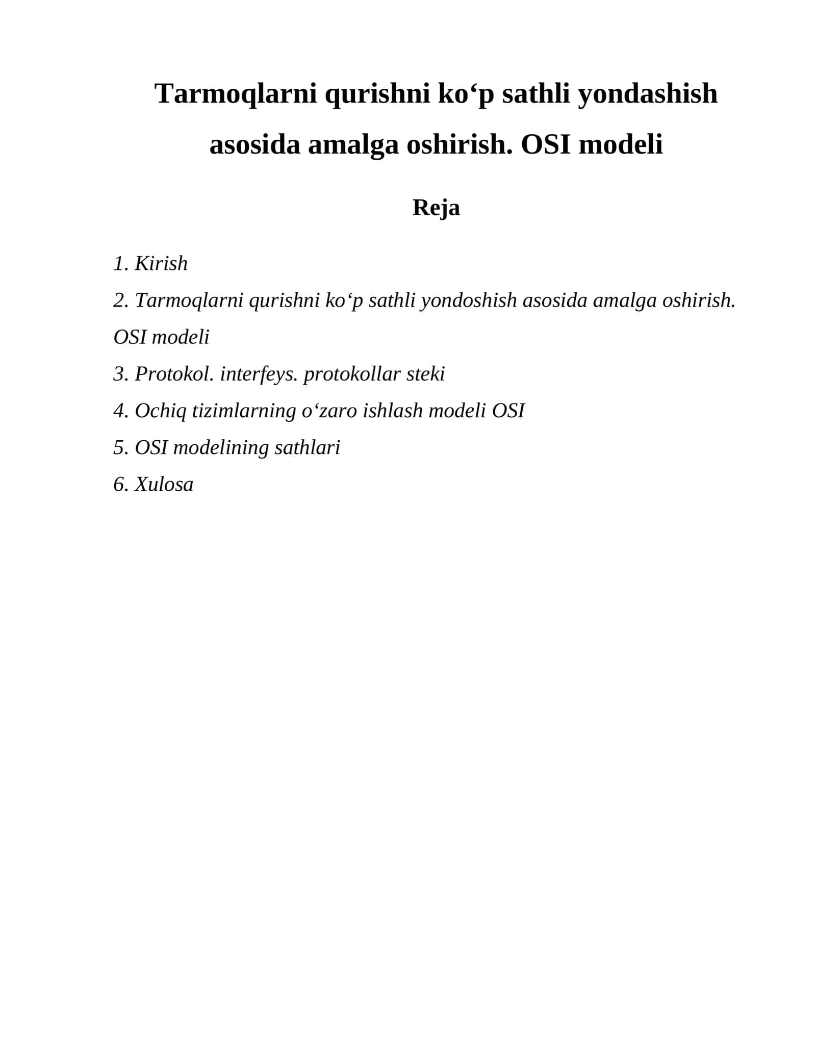 OSI modeli
