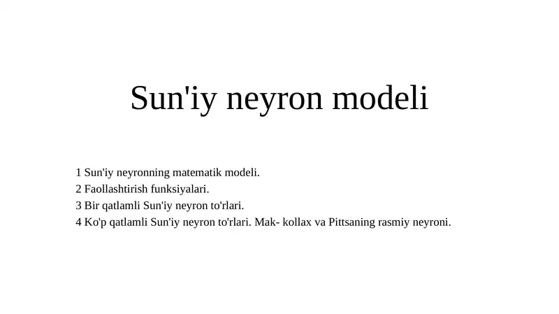 Sun'iy neyron modeli