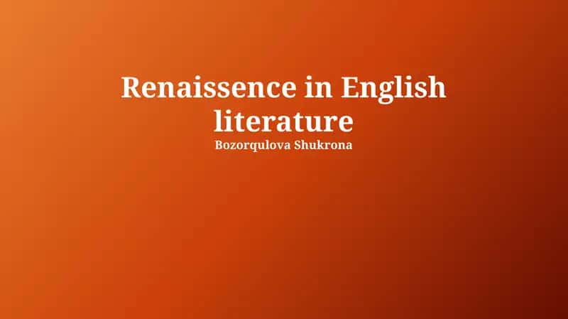 Renaissence in English literature
