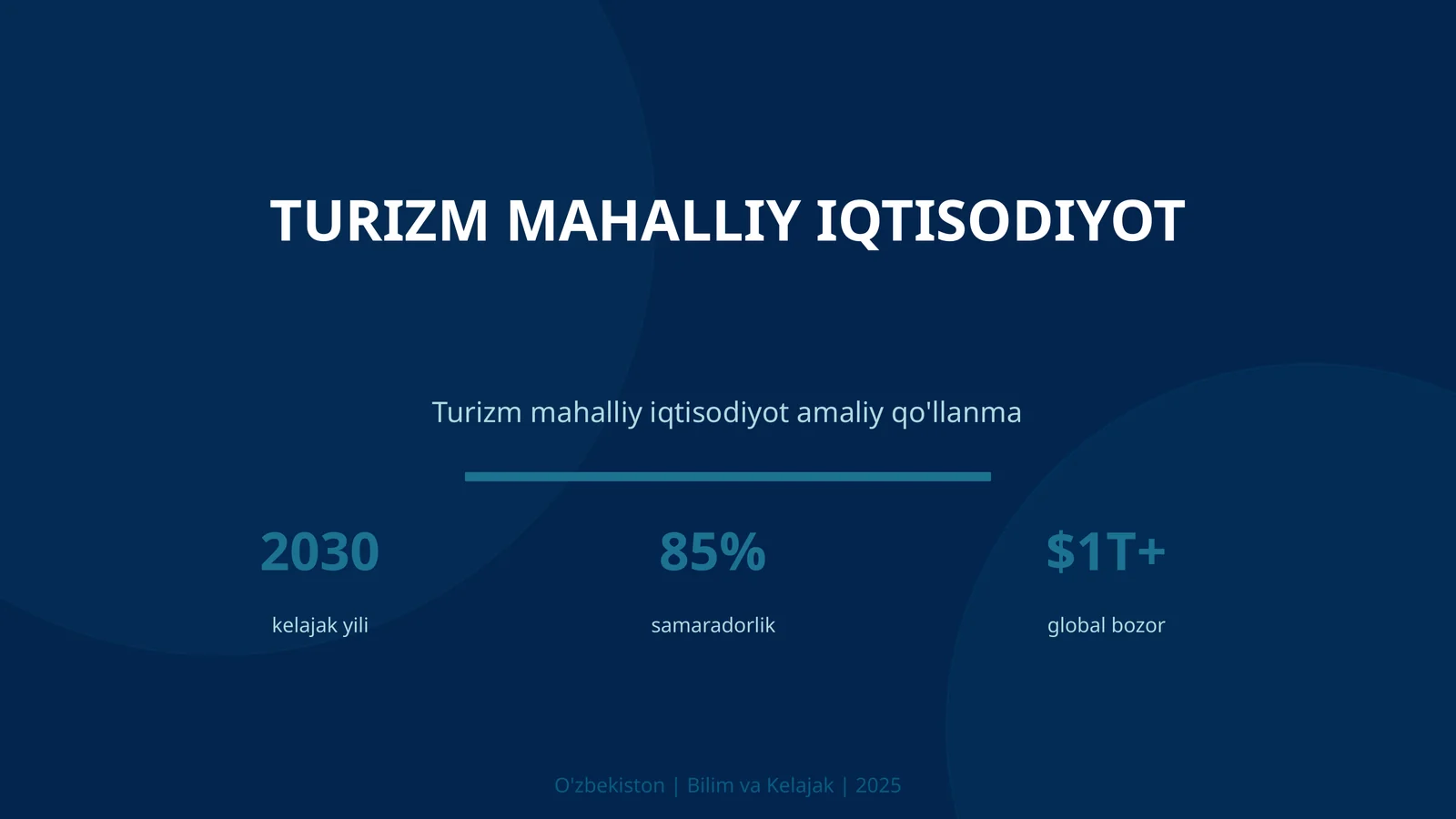 Turizm mahalliy iqtisodiyot amaliy qo'llanma