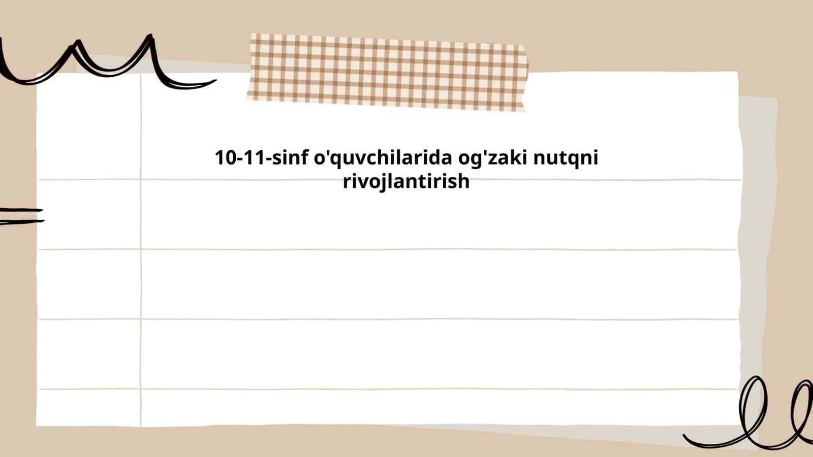 Mashg'ulotdan keyingi kundalik hayot