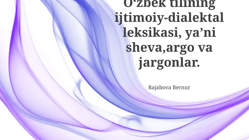 Oʻzbek Tilining Ijtimoiy-dialektal Leksikasi