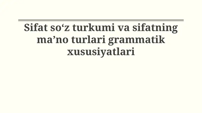 Sifat soʻz turkumi