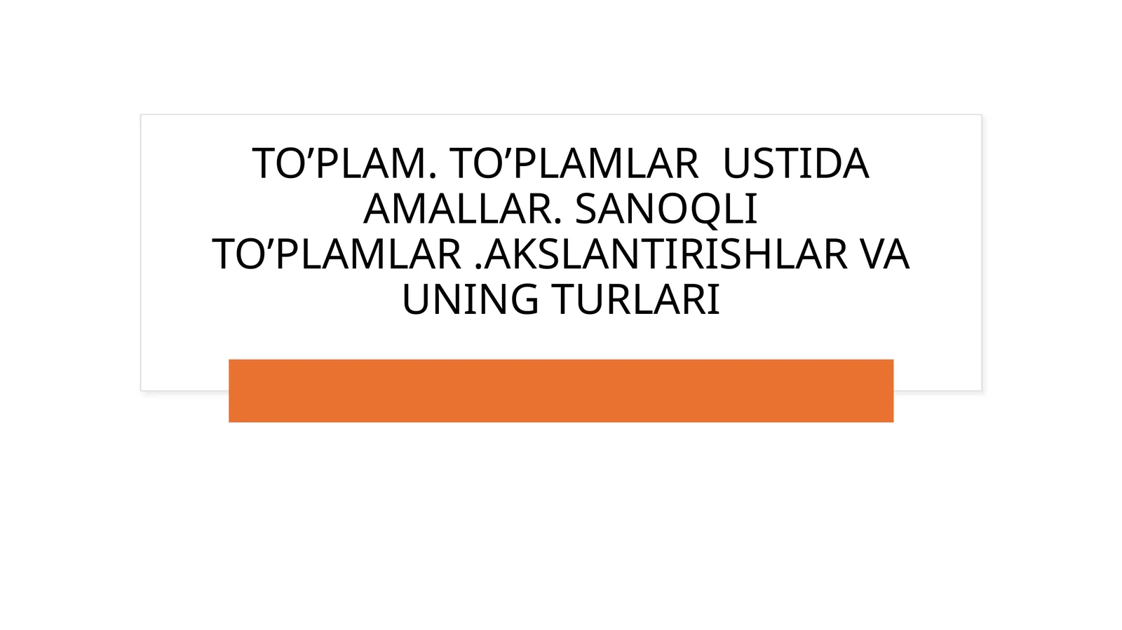 Sanoqli to'plamlar