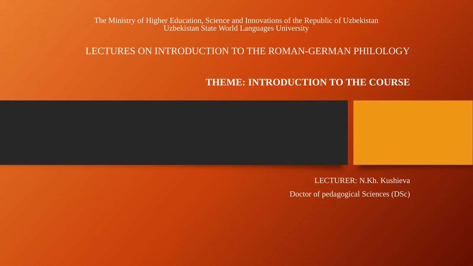 LECTURES ON INTRODUCTION TO THE ROMAN-GERMAN PHILOLOGY
