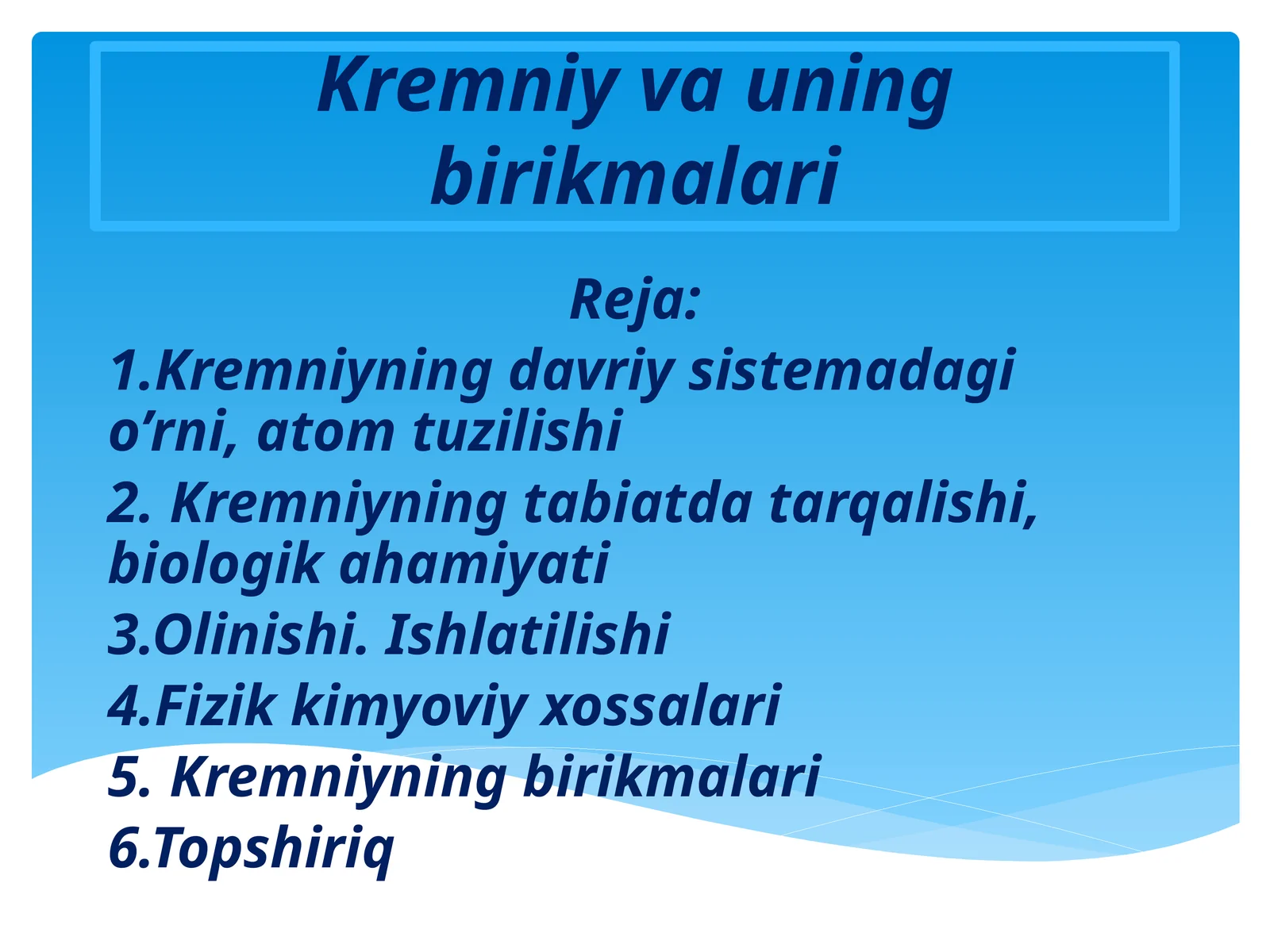Kremniy va uning birikmalari