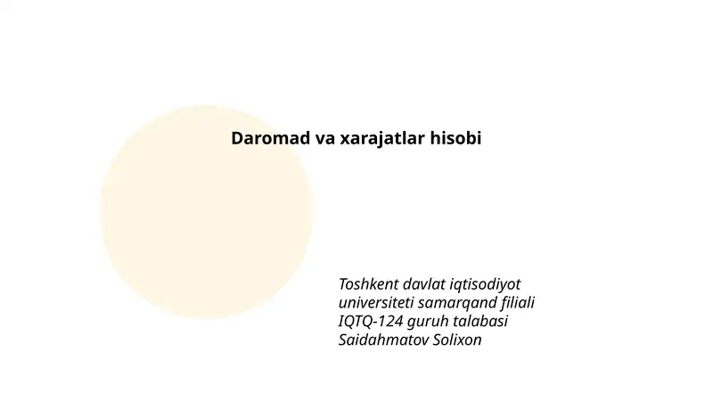 Daromad va xarajatlar hisobi
