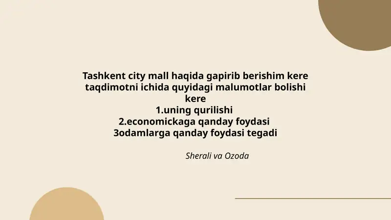 Tashkent city mall haqida taqdimot