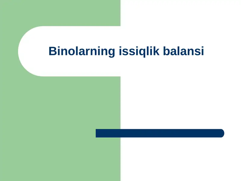 Binolarning issiqlik balansi