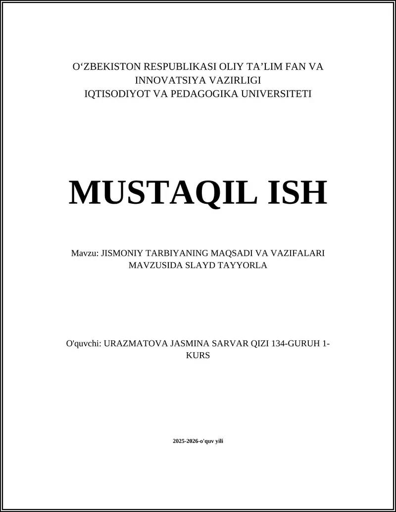 Jismoniy Tarbiya