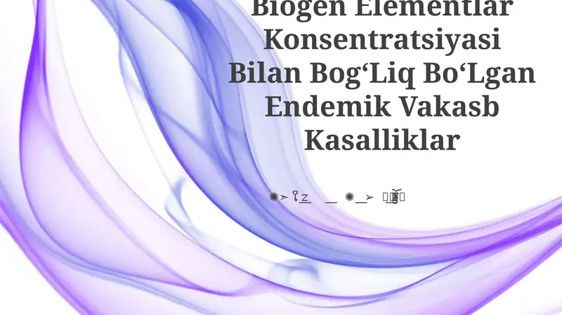Biogen Elementlar Konsentratsiyasi Bilan BogʻLiq BoʻLgan Endemik Vakasb Kasalliklar