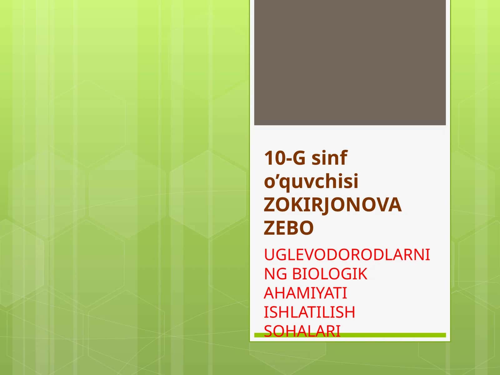 Uglevodorodlarning biologik ahmiyati ishlatilish sohalari