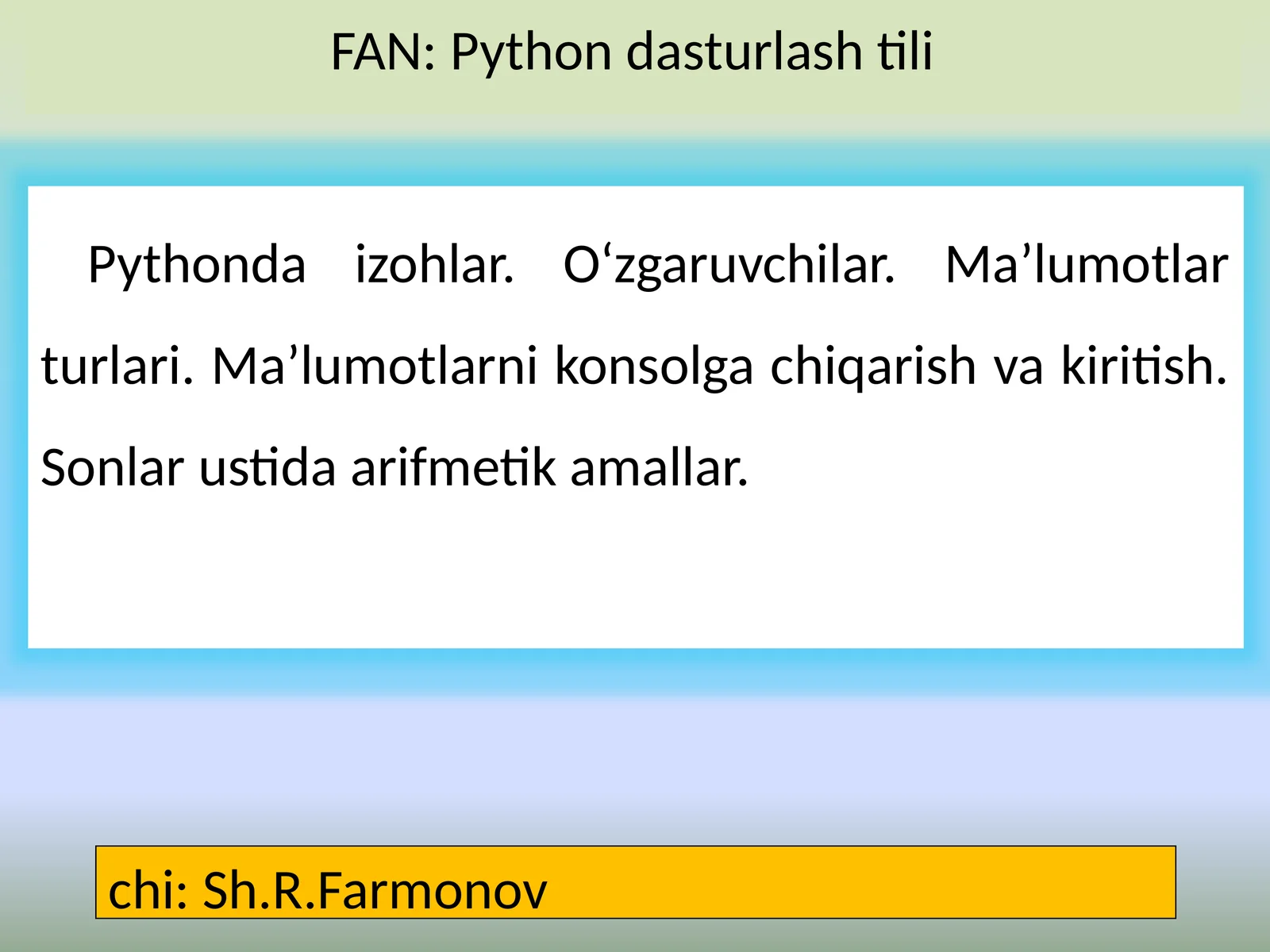 Pythonda izohlar