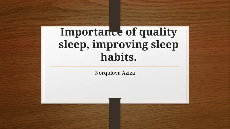 The Importance of Quality Sleep and Improving Sleep Habits