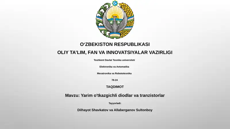 Yarim o'tkazgichli diodlar va tranzistorlar