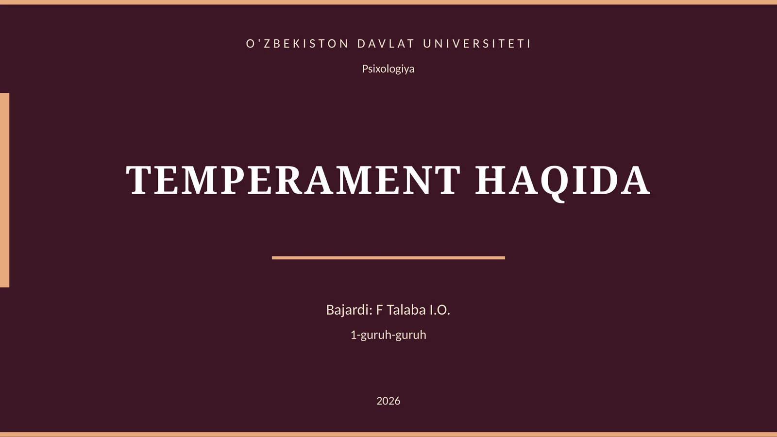 TEMPERAMENT HAQIDA