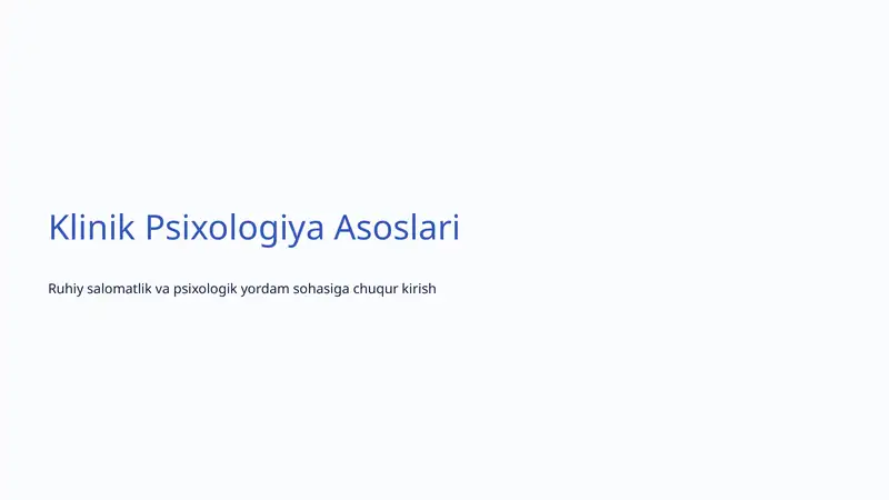 Klinik Psixologiya Asoslari