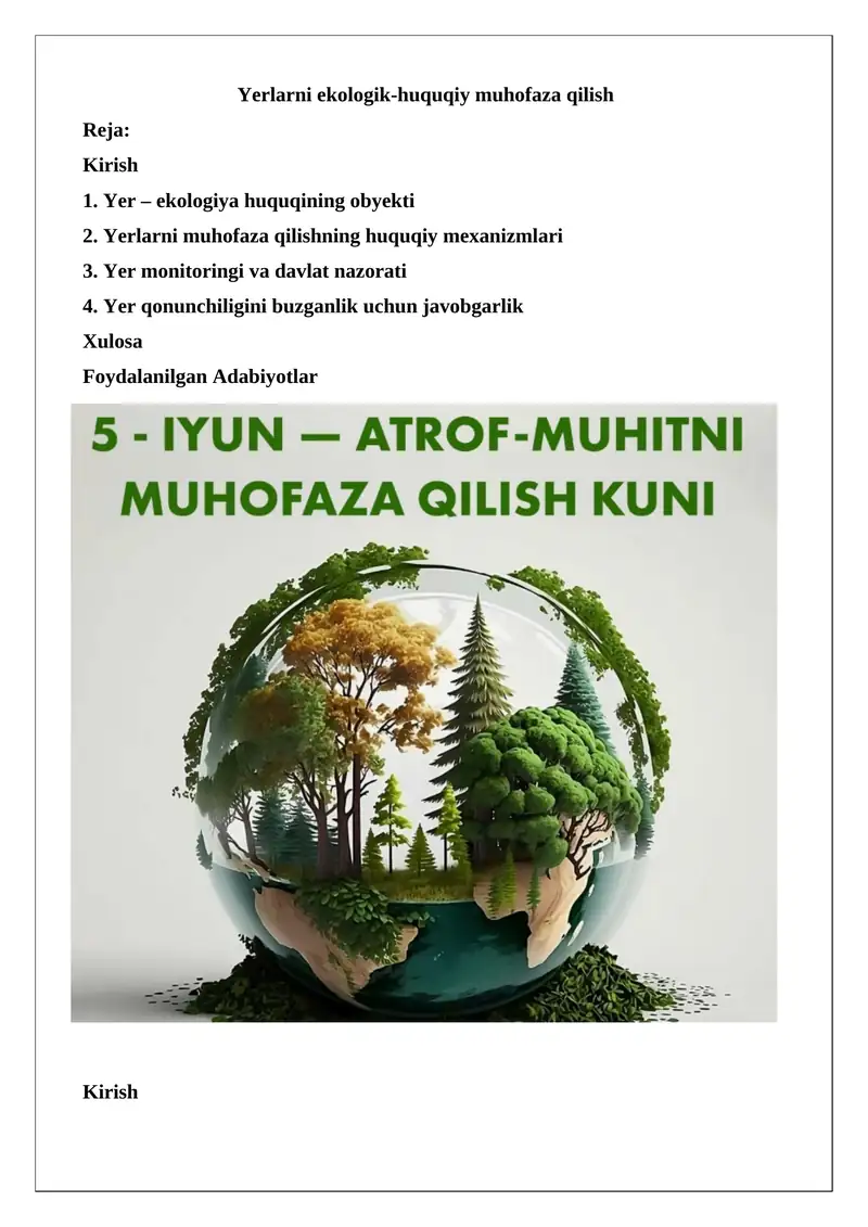 Yerlarni ekologik-huquqiy muhofaza qilish