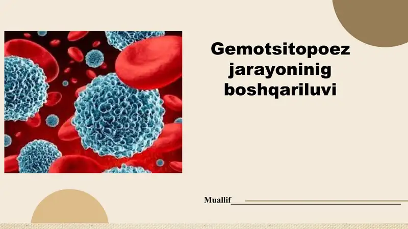 Gemotsitopoez jarayoninig boshqariluvi