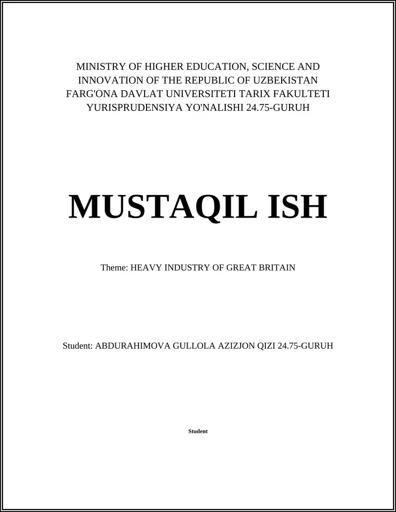 Historical Development of Heavy Industry in Great Britain