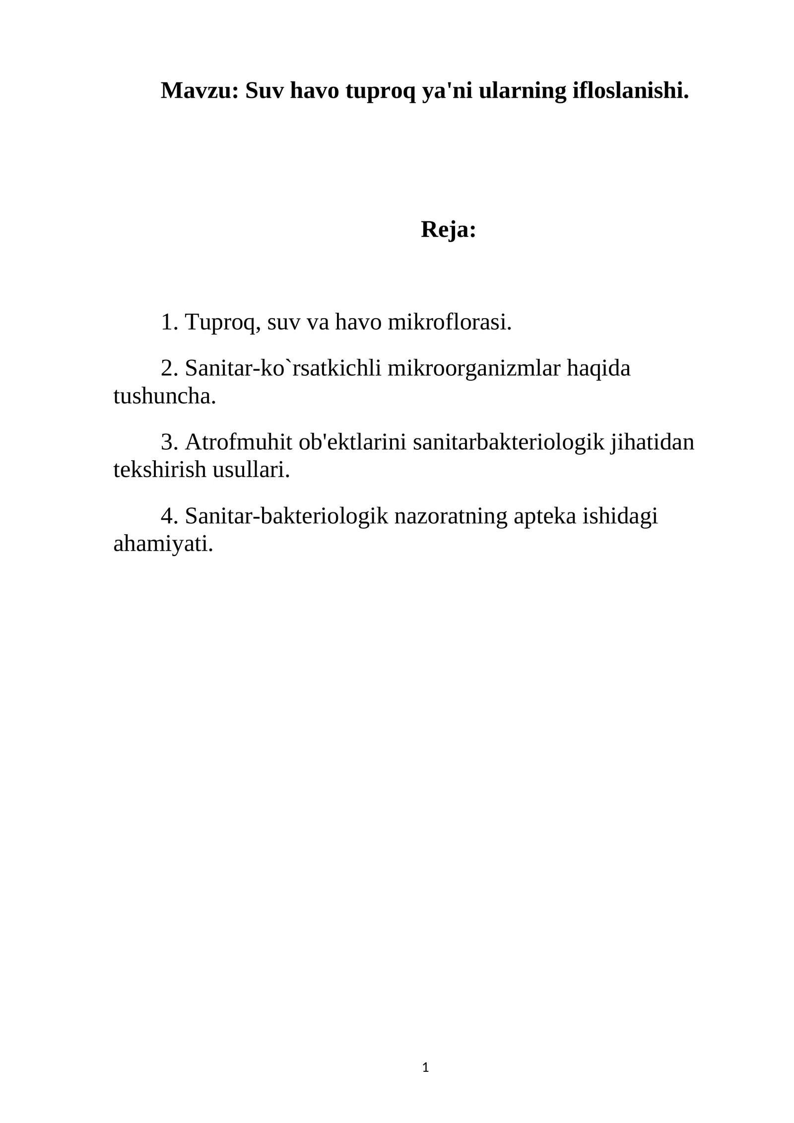 Tuproq, Suv va Havo Mikroflorasi