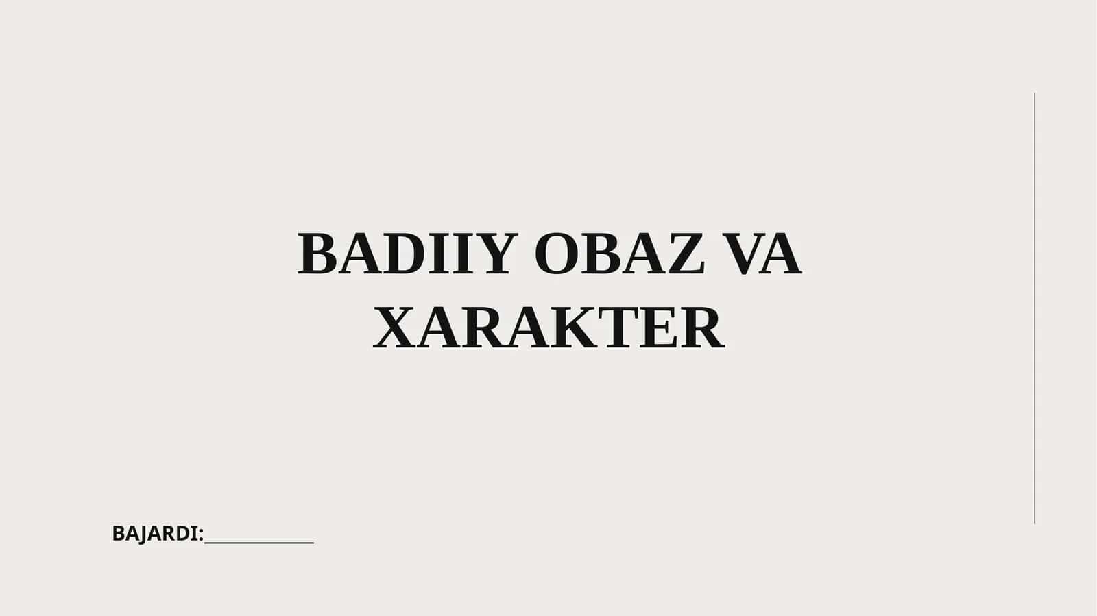 Badiiy obaz va xarakter