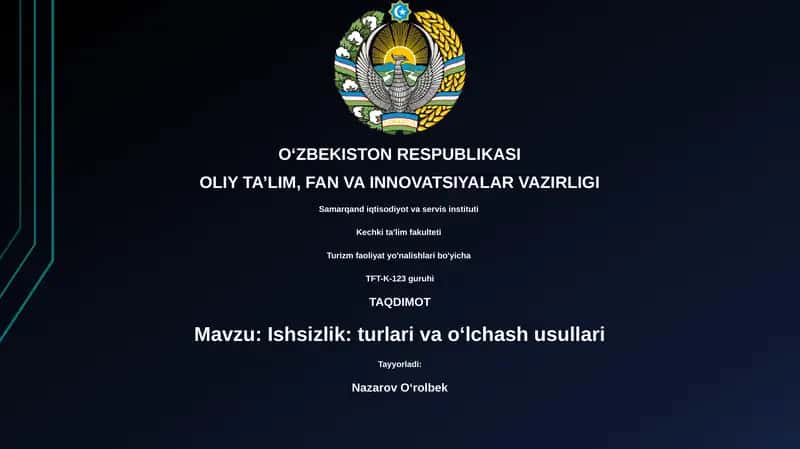 Ishsizlik: turlari va o‘lchash usullari