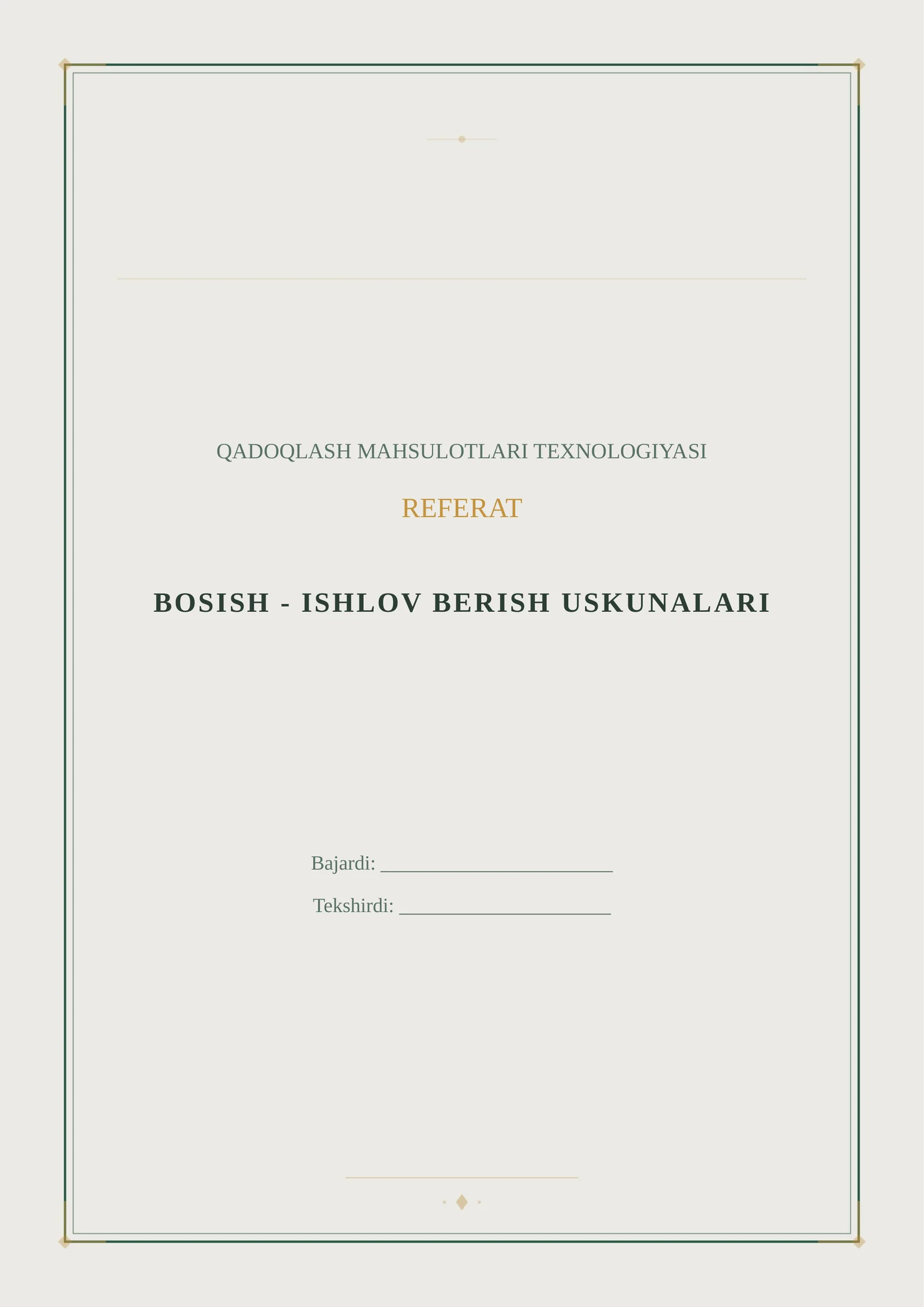 BOSISH - ISHLOV BERISH USKUNALARI