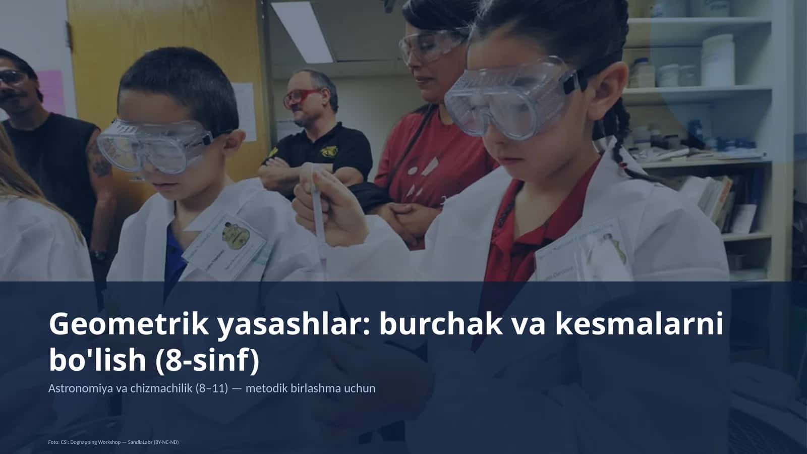 Geometrik yasashlar: burchak va kesmalarni bo'lish (8-sinf)