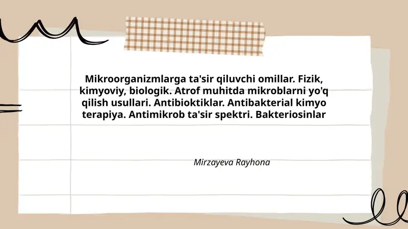 Mikroorganizmlarga ta'sir qiluvchi omillar