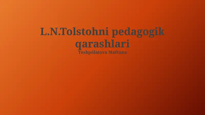 O'z-o'zini tarbiyalash