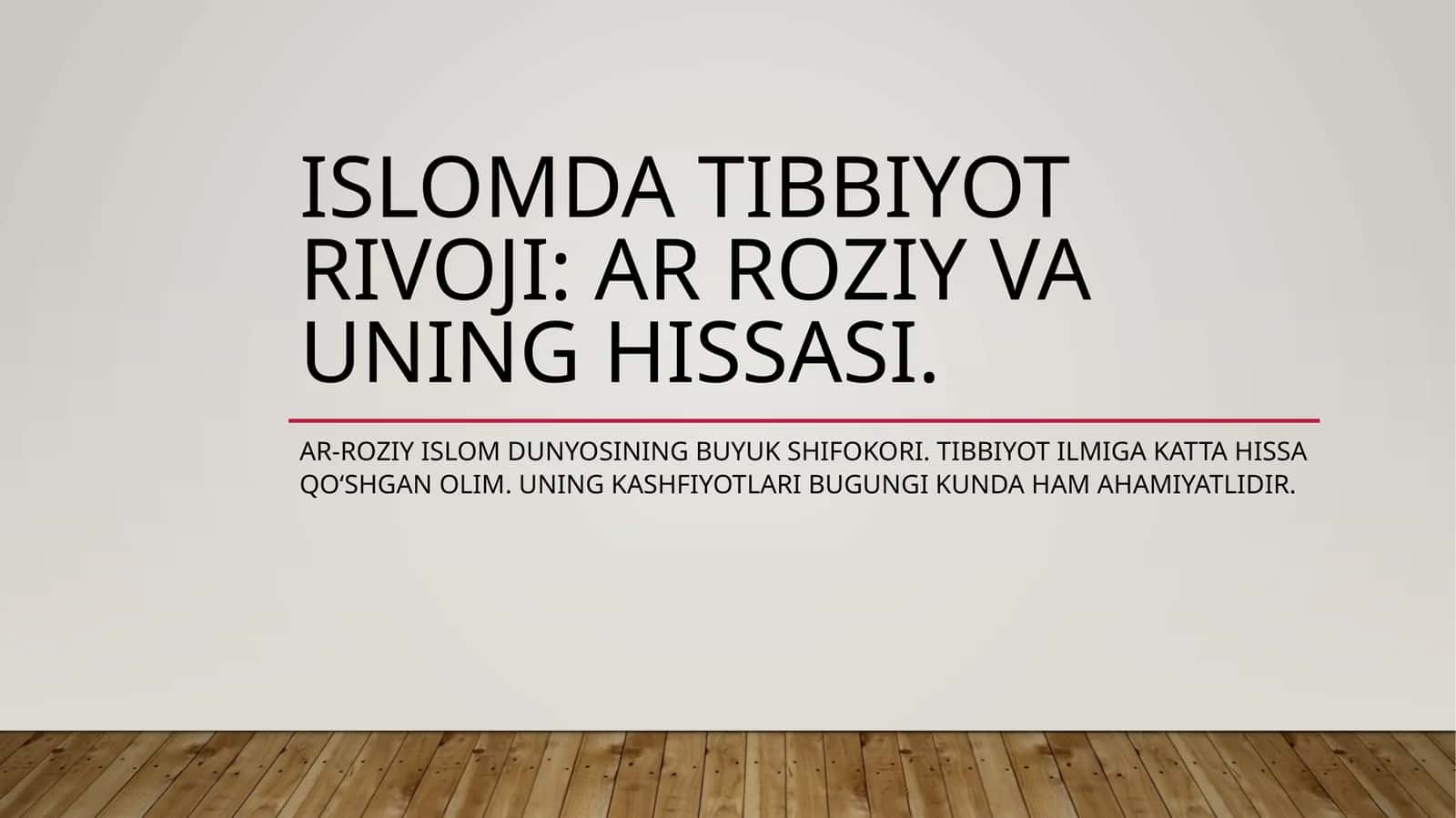 Ar Roziy va uning hissasi