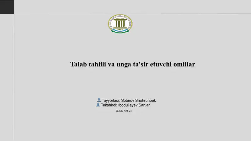 Talab tahlili va unga ta'sir etuvchi omillar