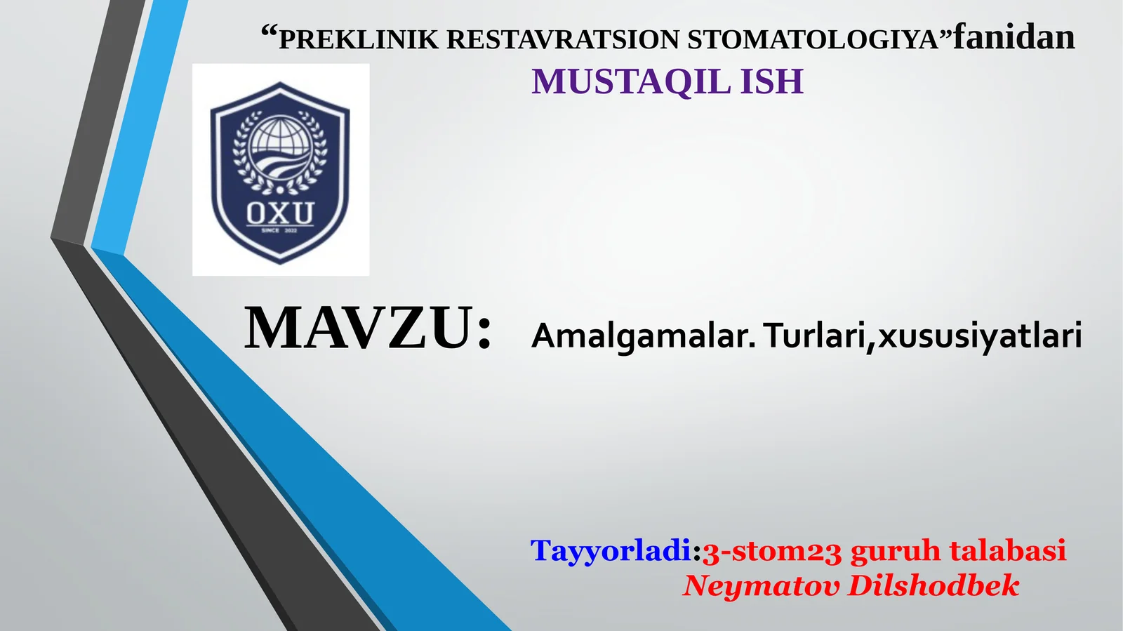 Plombalar.Amalgamalar. Turlari,xususiyatlari