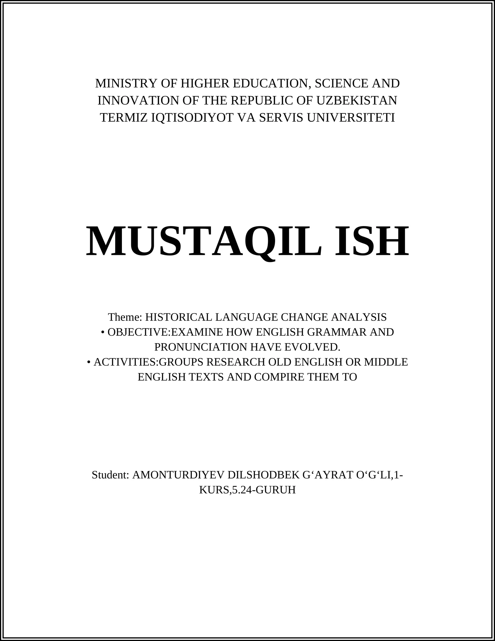 HISTORICAL LANGUAGE CHANGE ANALYSIS