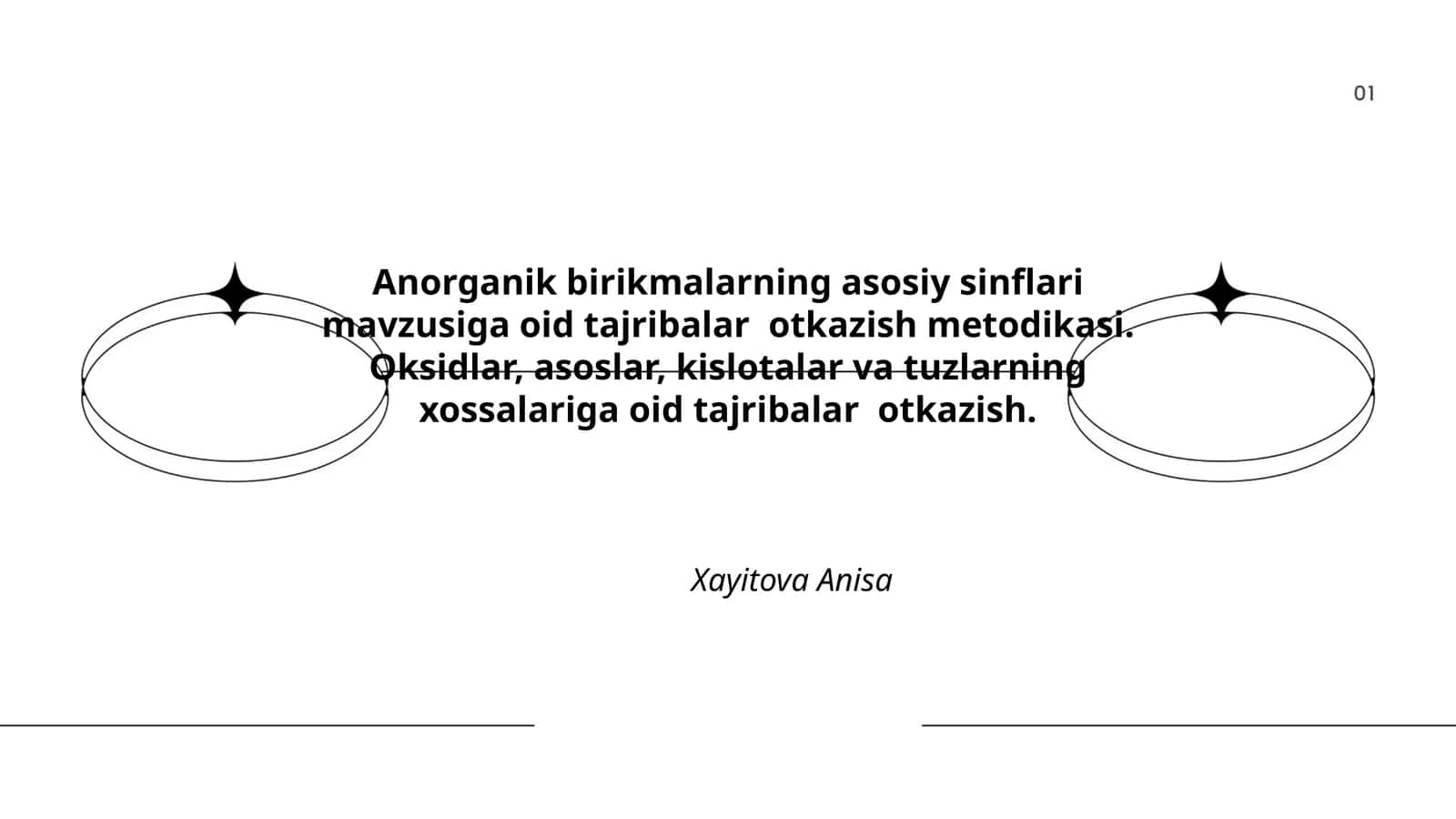 Anorganik birikmalarning asosiy sinflari mavzusiga oid tajribalar otkazish metodikasi
