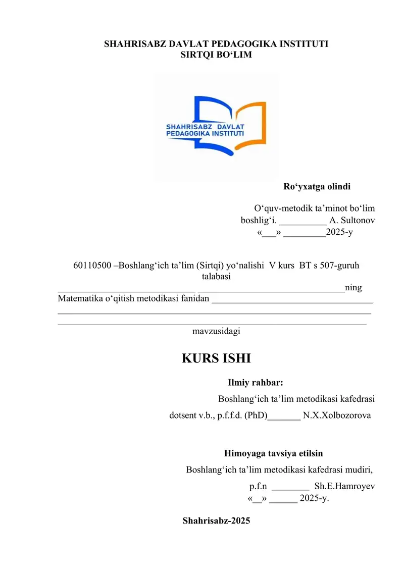 Boshlang'ich sinf matematika darslarida masalalar yechishni ko'rgazmalilik asosida tashkil etish usullari