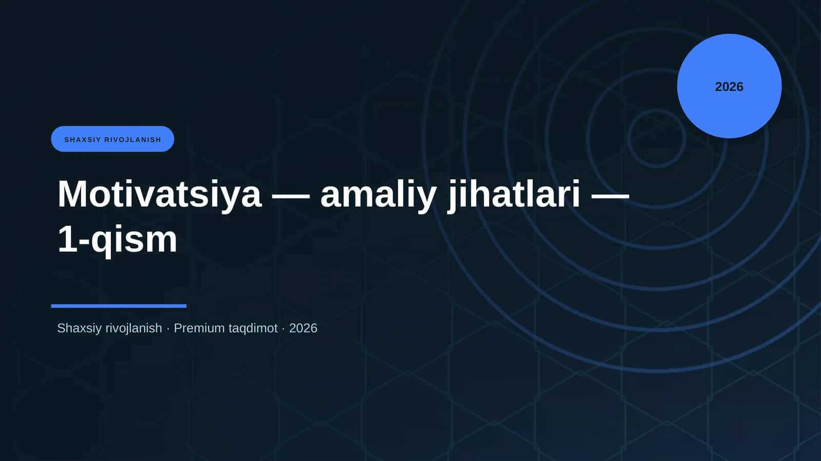 Motivatsiya — amaliy jihatlari — 1-qism